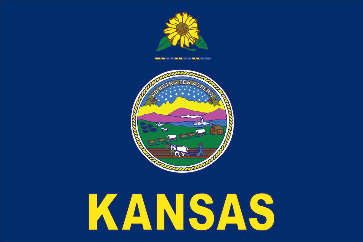 12x18" Nylon flag of State of Kansas